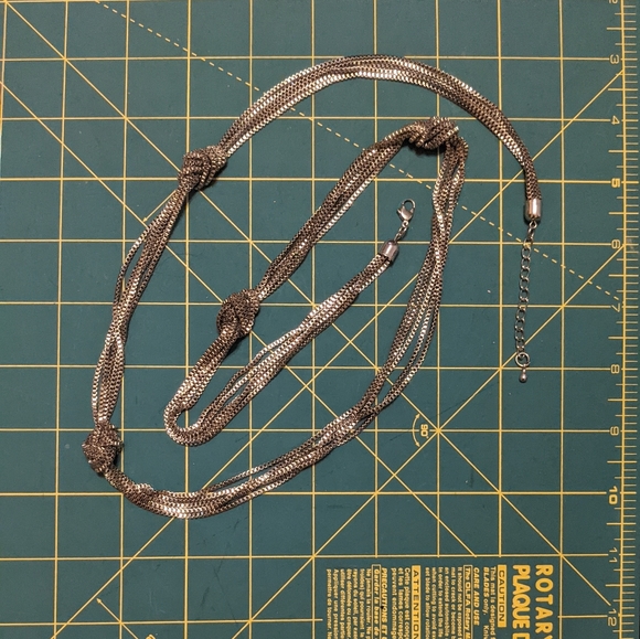 Long knotted chains necklace - silver tone box chain - Picture 10 of 16